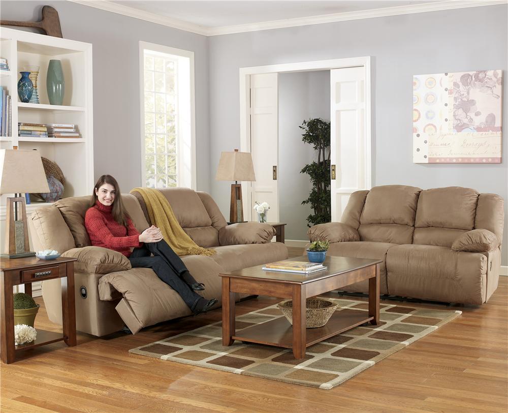 Ashley Signature Design Hogan Mocha Reclining Loveseat with Padded